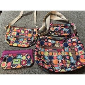 Lily Bloom Circle Design Shoulder, Cross Body Purses & Wallets Matching Set Of 4